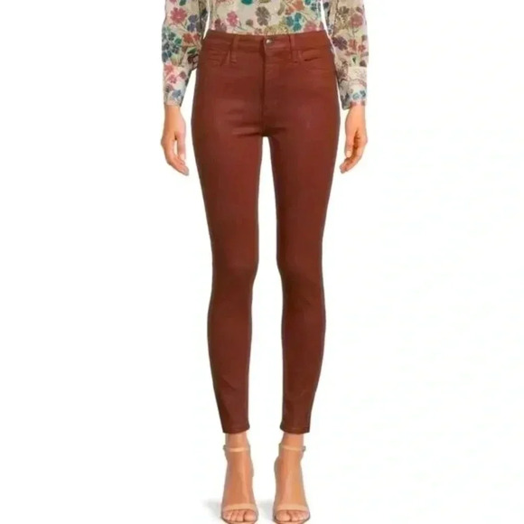 Joes Jeans High rise Skinny NWT Saddleback Coated Burnt Orange Pants Size 24 - Picture 1 of 12